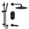 Matte Black Thermostatic Tub and Shower Faucet Set with Rain Shower Head and Hand Shower